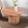 Table basse ronde teck et rotin d80 COLONIAL