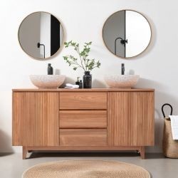 Meuble salle de bain 3 tiroirs en teck massif 150cm NINO