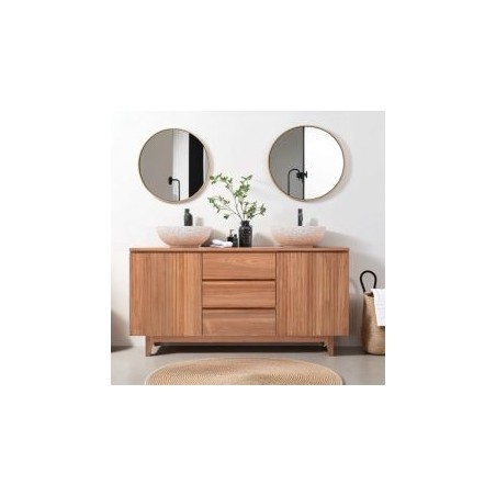 Meuble salle de bain 3 tiroirs en teck massif 150cm NINO