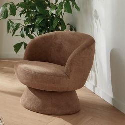 Fauteuil rond pivotant tissu camel Casita LADOGA