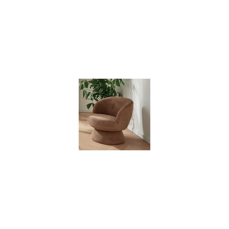 Fauteuil rond pivotant tissu camel Casita LADOGA