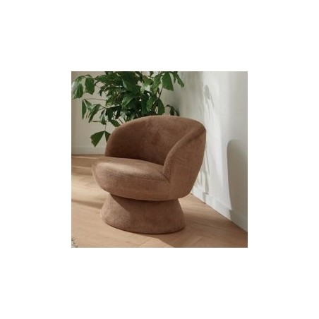 Fauteuil rond pivotant tissu camel Casita LADOGA