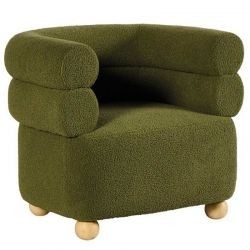 Fauteuil cabriolet moderne tissu vert 82cm Casita WALA