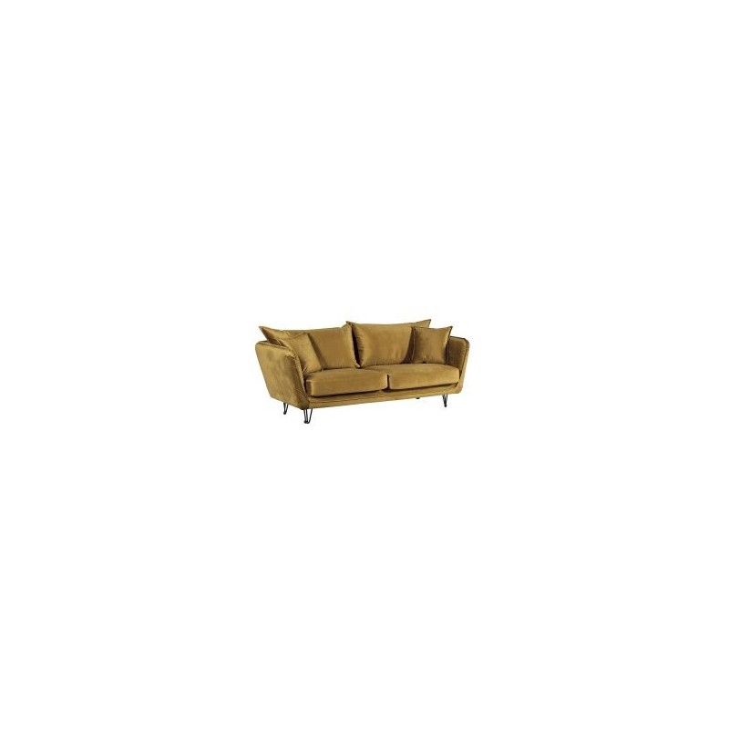 Canapé 3 places velours jaune ocre pieds métal 204cm Casita HASTING