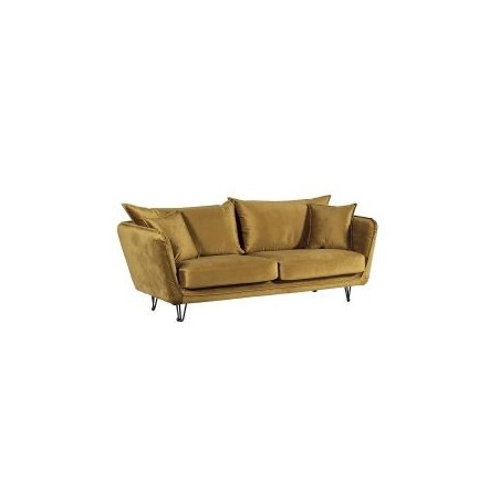 Canapé 3 places velours jaune ocre pieds métal 204cm Casita HASTING