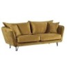 Canapé 3 places velours jaune ocre pieds métal 204cm Casita HASTING