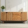 Buffet 3 portes noir et bois acacia 195cm ROSA Kayu Intérieur