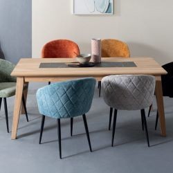 Table chêne massif blanchi et décor marbre 180cm Casita STORIA