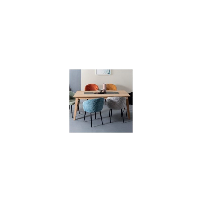 Table chêne massif blanchi et décor marbre 180cm Casita STORIA