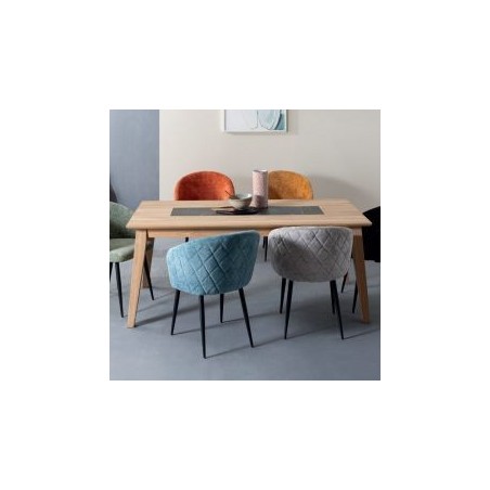 Table chêne massif blanchi et décor marbre 180cm Casita STORIA