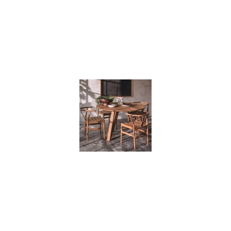 Table repas ronde en bois teck massif recyclé 100cm d-bodhi ARTISAN