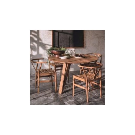 Table repas ronde en bois teck massif recyclé 100cm d-bodhi ARTISAN