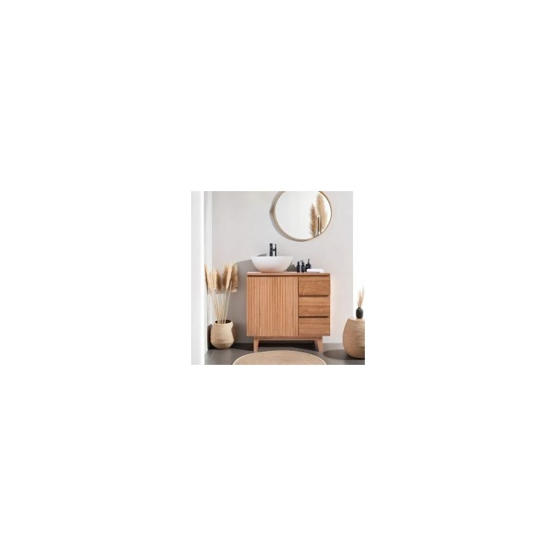 Meuble vasque salle de bain 80 cm en teck massif NINO