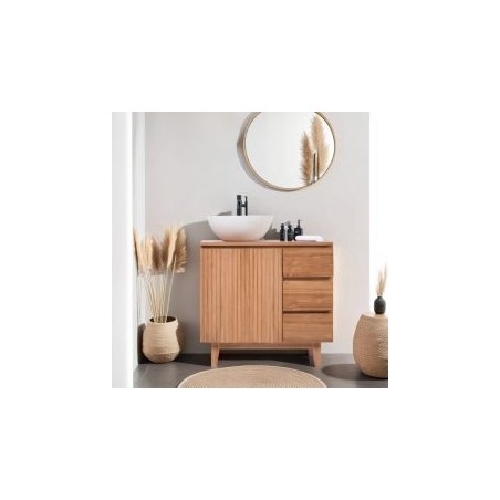Meuble vasque salle de bain 80 cm en teck massif NINO
