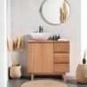 Meuble vasque salle de bain 80 cm en teck massif NINO