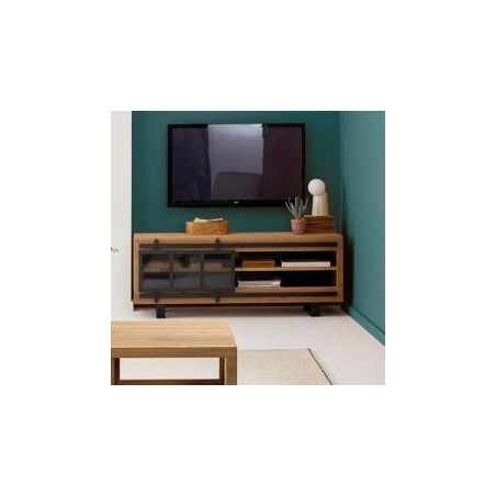 Meuble TV industriel pin massif brossé 140cm LOFT Casita LOFTV 140V