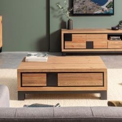 Table basse pin massif brossé 115cm CUBO Casita CUBTABA 1TIR