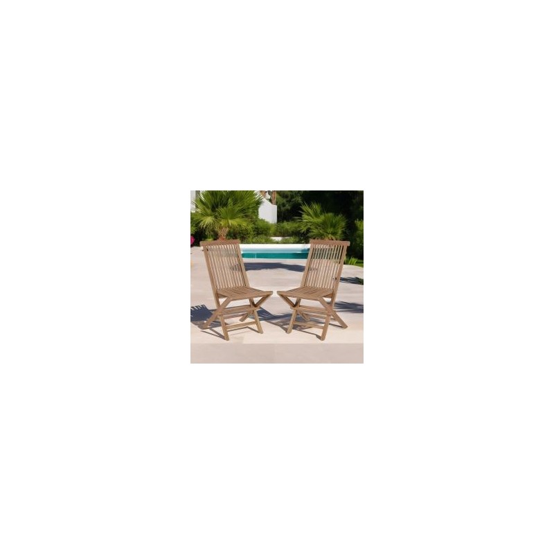 Lot de 2 chaises pliantes teck massif GARDEN modèle A