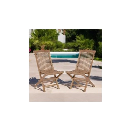 Lot de 2 chaises pliantes teck massif GARDEN modèle A
