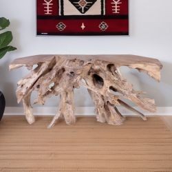 Console naturelle en racine de teck brute SOUCHE 160cm