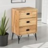 Petite commode industrielle 3 tiroirs en bois clair SERENA 55cm