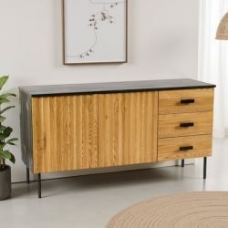 Buffet noir et bois moderne frêne et métal 160cm SYDNEY Casita