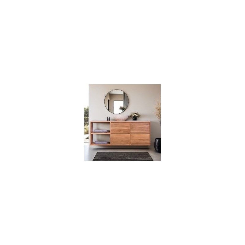 Meuble vasque suspendu teck massif 4 tiroirs 150cm SUSANE