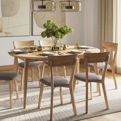 Table ronde bois chêne massif extensible Ø90cm JONAS