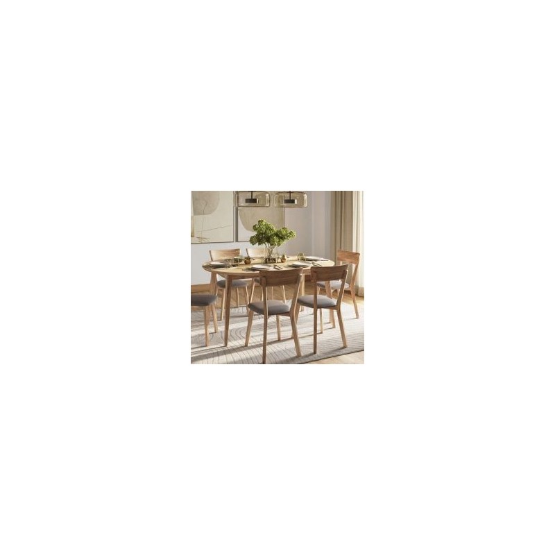 Table ronde bois chêne massif extensible Ø90cm JONAS