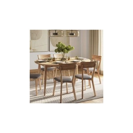 Table ronde bois chêne massif extensible Ø90cm JONAS