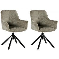 Lot de 2 chaises tournantes en tissu gris Casita EWING