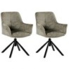 Lot de 2 chaises tournantes en tissu gris Casita EWING