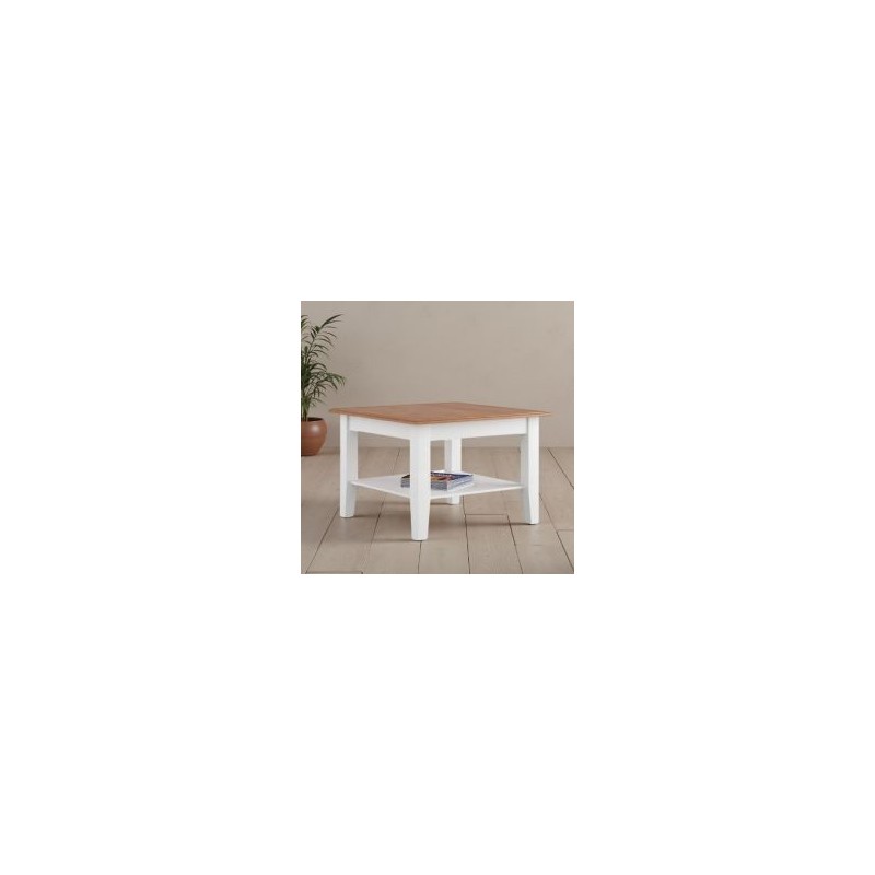 Table basse blanche carrée  en bois de pin massif 70cm BIANCA