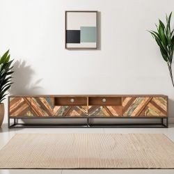 Grand meuble TV bois et métal 225cm RITA Kayu Intérieur