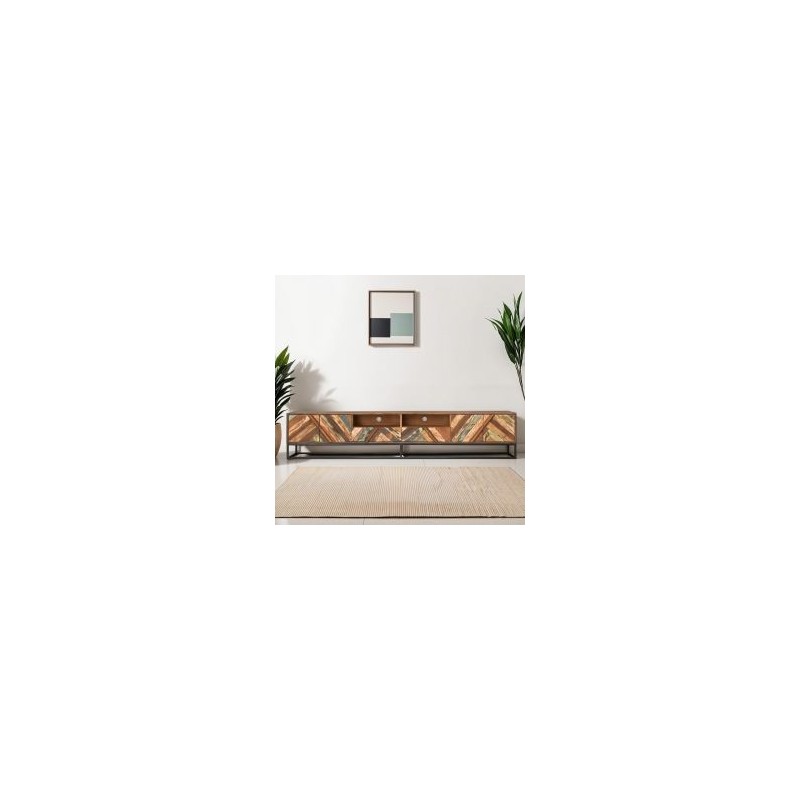 Grand meuble TV bois et métal 225cm RITA Kayu Intérieur