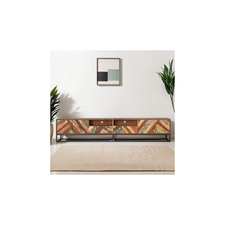 Grand meuble TV bois et métal 225cm RITA Kayu Intérieur
