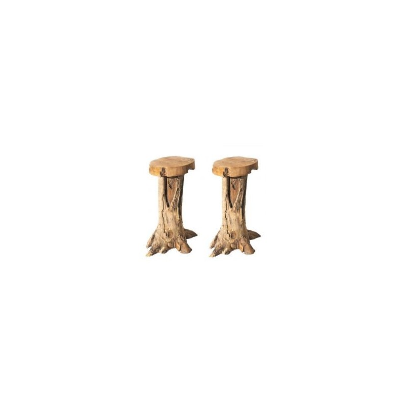 Lot de 2 tabourets de bar racine de teck 40cm Farmer Casita FARTABOUHT