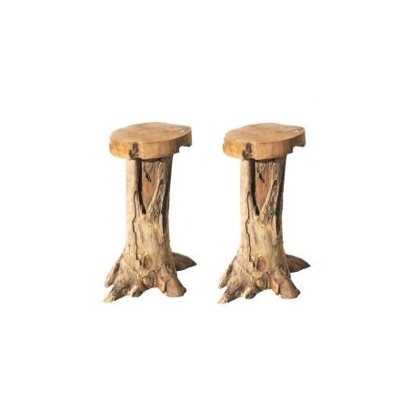 Lot de 2 tabourets de bar racine de teck 40cm Farmer Casita FARTABOUHT