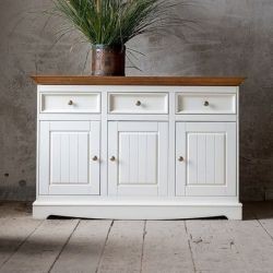 Buffet blanc en bois de pin massif 130cm BIANCA 3 portes
