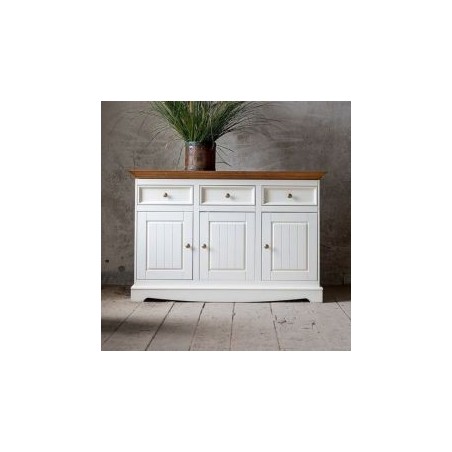 Buffet blanc en bois de pin massif 130cm BIANCA 3 portes