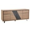 Buffet 4 portes chêne massif blanchi et décor marbre 200cm Casita STORIA
