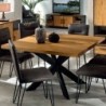 Table carrée industrielle teck massif 130cm pied central métal Casita