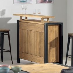 Comptoir bar pin massif et métal 126cm Lugano