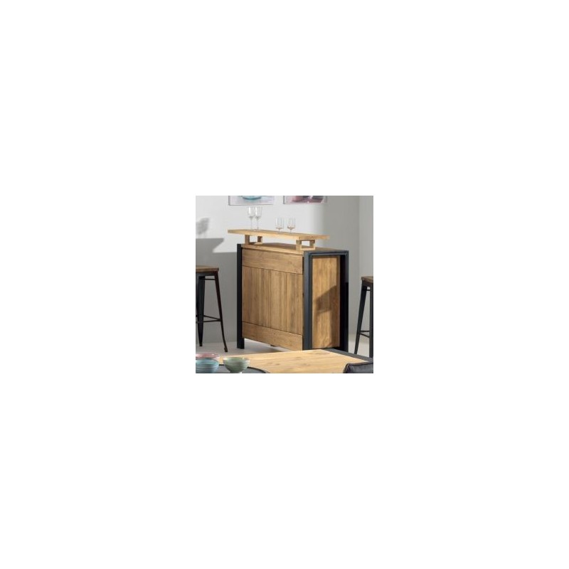 Comptoir bar pin massif et métal 126cm Lugano