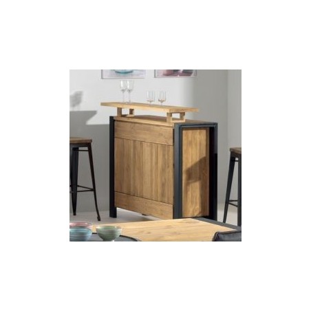 Comptoir bar pin massif et métal 126cm Lugano