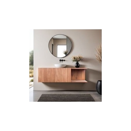 Meuble vasque suspendu teck massif 2 portes 120cm SUSANE