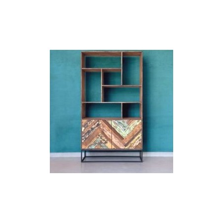 Bibliothèque bois et métal 100cm RITA 2 portes Kayu Intérieur