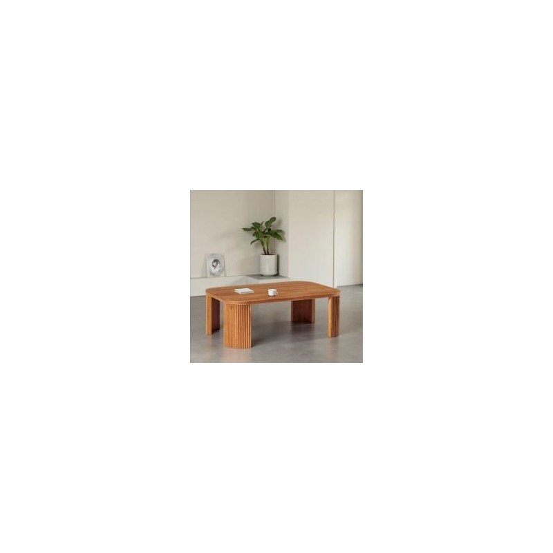Table basse arrondie bois de chêne huilé rétro 115cm WINTON Casita