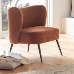 Fauteuil crapaud tissu terracota Casita RIPPLE 70cm