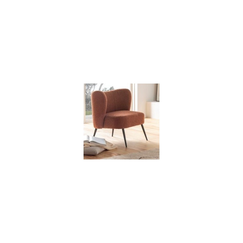 Fauteuil crapaud tissu terracota Casita RIPPLE 70cm